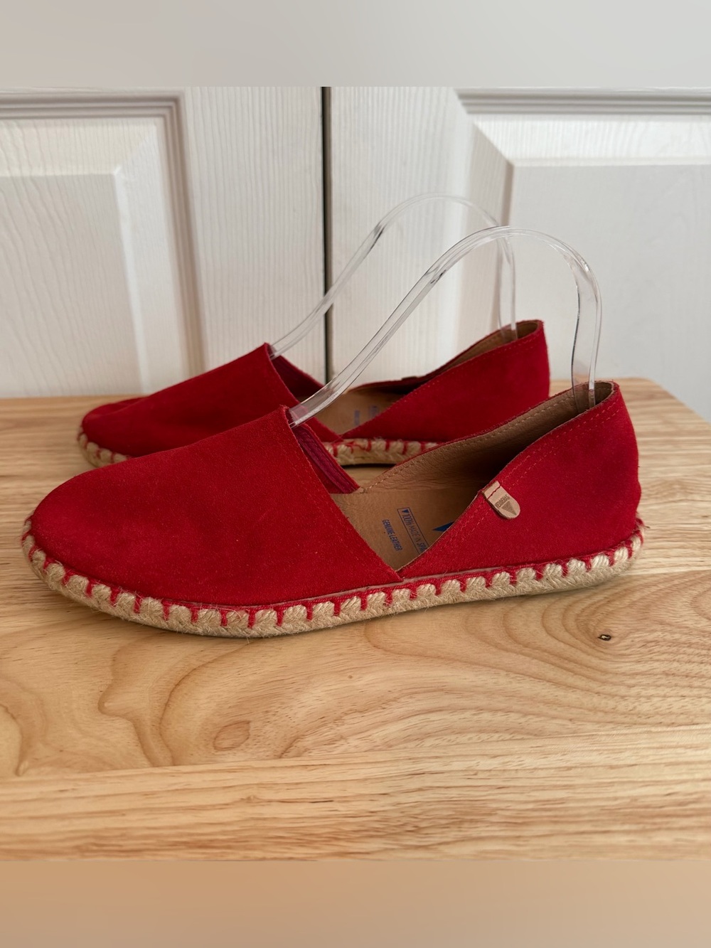 Verbenas Red Suede Espadrille Slip-Ons - Size 38